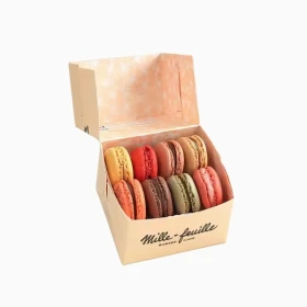 Custom Rigid Macaron Box Open With Macarons Secure & Stunning Presentation